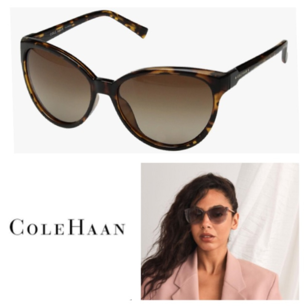 Cole Haan Women's Cat Eye Polarized Sunglasses Ch7046 in Tortoise/Brown Gradient